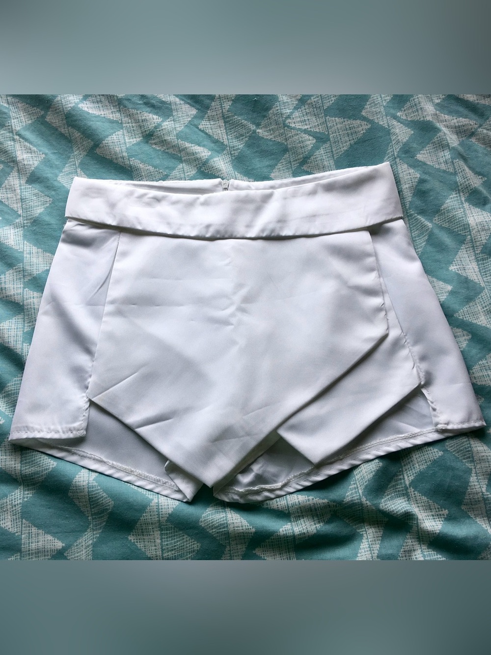 White Overlap Front Skort Shorts